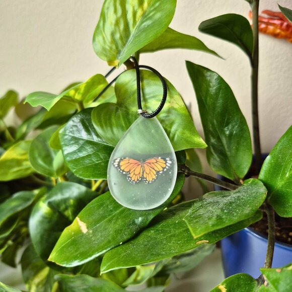 Frosted Monarch Butterfly Necklace - Picture 1 of 5
